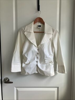 Tadashi Shoji White Button-Front Tailored Blazer